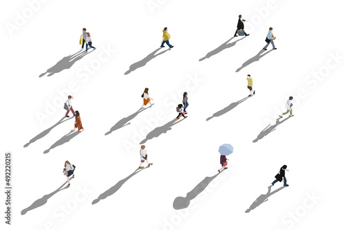 people walking illustration, aerial   © hanohiki