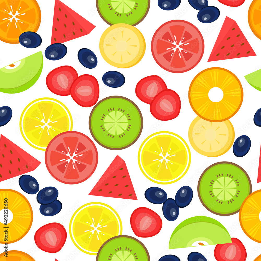Tropical fruits and berries. Top view. Seamless background. Texture, wallpaper. Tropical fruits and berries. Top view. Seamless background. Texture, wallpaper.