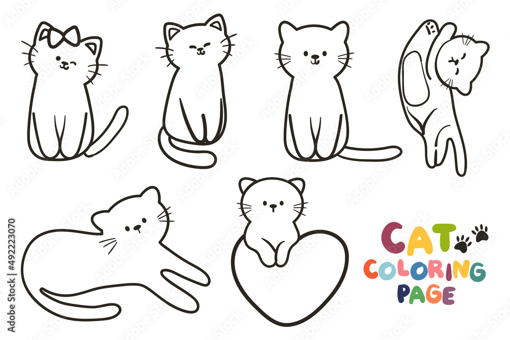 hand drawing cat coloring page hand drawing cat coloring page