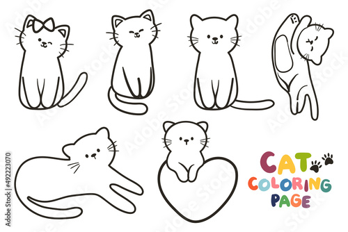 hand drawing cat coloring page