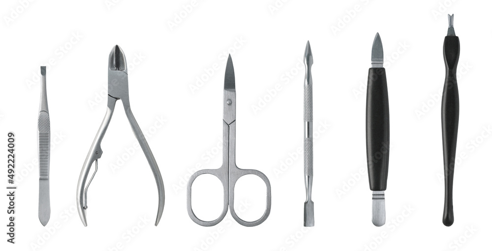 Manicure set. Manicure tools on a white background. Manicure set. Manicure tools on a white background.