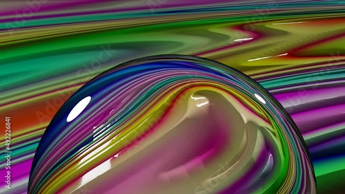 Colorful groove development of mixed ripple ground and ball surface (3D Rendering)