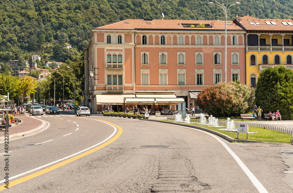  Main road of the historic center of Como at a summer time, Lombardy, Italy