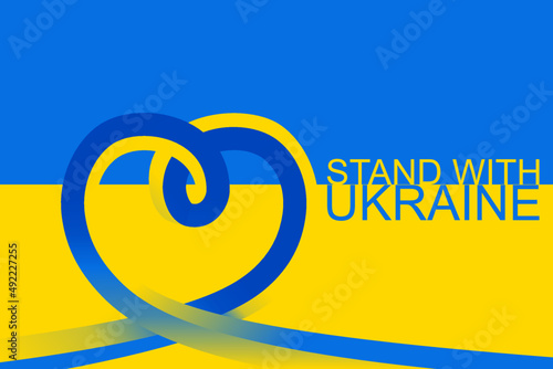 Ukraine Flag with Heart Background. Ukraine Flag Background with Campaign STAND WITH UKRAINE