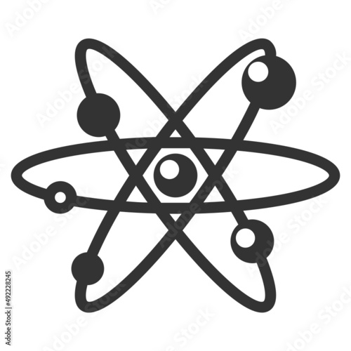 Vector atom solid icon, chemical and atom artboard 64x64 pixel, isolated white background