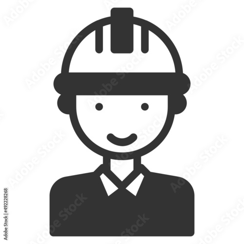 Vector engineer solid icon, people and engineering artboard 64x64 pixel, isolated white background
