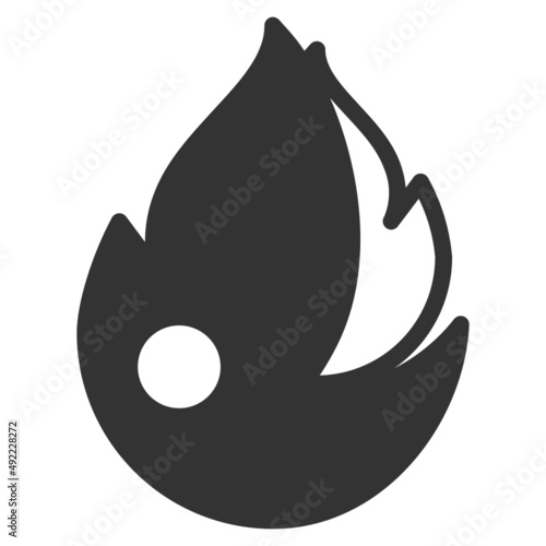Vector fire solid icon, hot and energy artboard 64x64 pixel, isolated white background