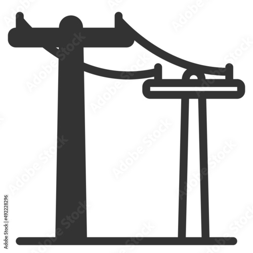 Vector trasmission line solid icon, pole and line artboard 64x64 pixel, isolated white background