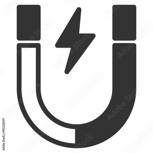 Vector magnet solid icon, power and energy  artboard 64x64 pixel, isolated white background