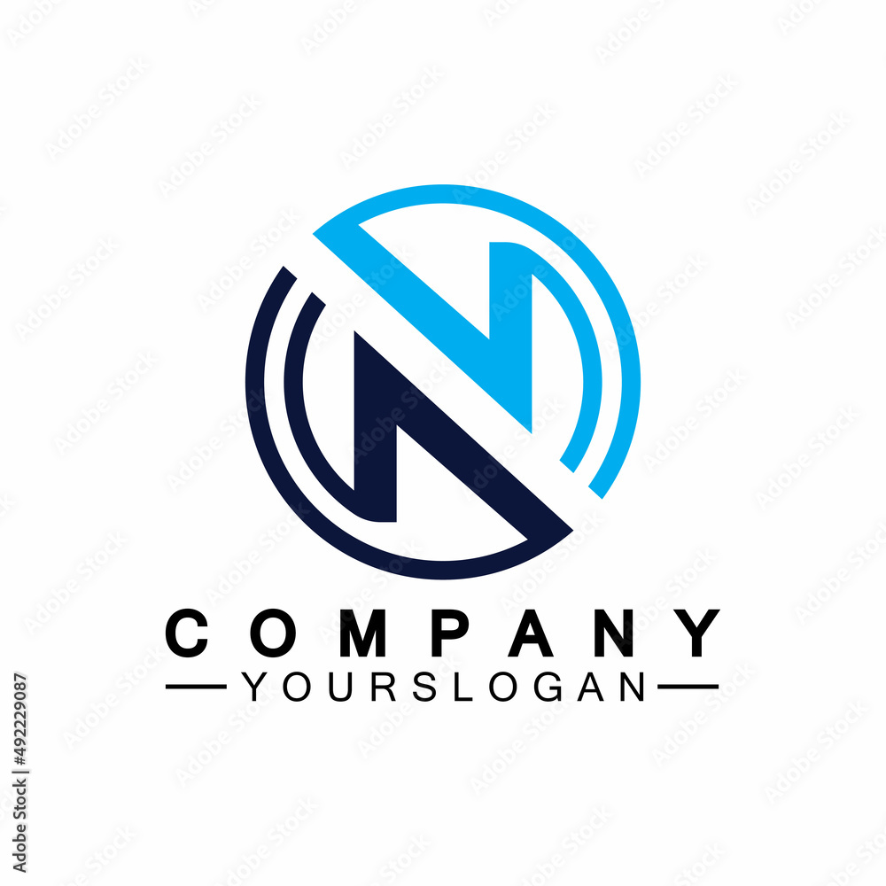 Letter N circle Concept Logo Vector Design Template Letter N circle Concept Logo Vector Design Template