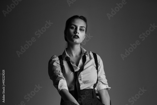 Caucasian woman portrait in black and white