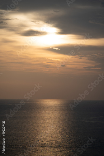 Twilight Golden time in the sea view of Phrom Thep Cape  the tropical sea sunset period  scenic point of Phuket Island  The Pearl of the Andaman Sea Thailand popular for tourist in the world.