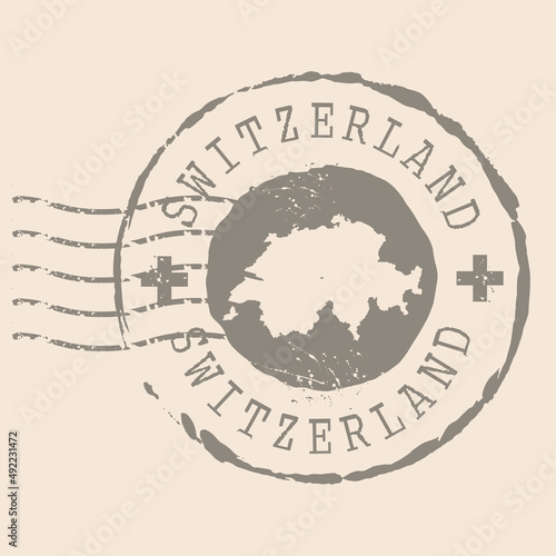 Stamp Postal of Switzerland. Map Silhouette rubber Seal.  Design Retro Travel. Seal of Map Switzerland grunge  for your design.  EPS10.