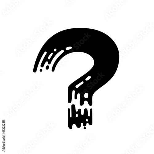 Question mark. Dry brush imitation. Rough strokes textured font. Grunge style. Vector