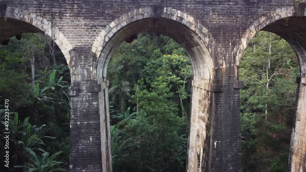 Aerial flight under Nine Arches Bridge, Ella, Sri Lanka Aerial flight under Nine Arches Bridge, Ella, Sri Lanka