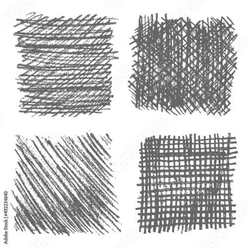 Sketch hatching pen. Pencil hatching texture with intersecting straight line set on white. Hand drawn criss-cross effect vector design. Grunge doodle scribble chaotic vector illustration