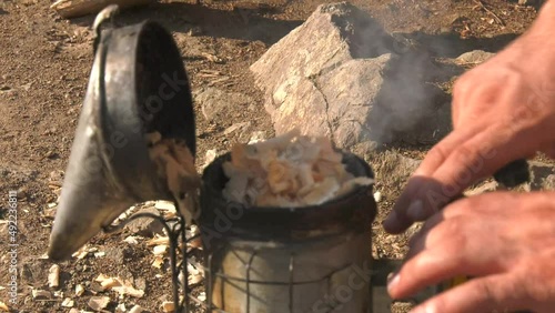 Wallpaper Mural The bellows was lit to calm the bees. 4K footage of smoke. Torontodigital.ca