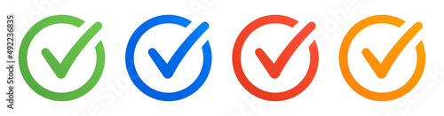 Checkmark icon on circle design. Check symbol collection.