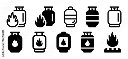 Gas tank icon set. Flammable gas icon isolated on white background.