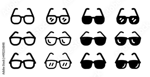 Glasses icon collection. Sunglasses symbol set vector illustration.