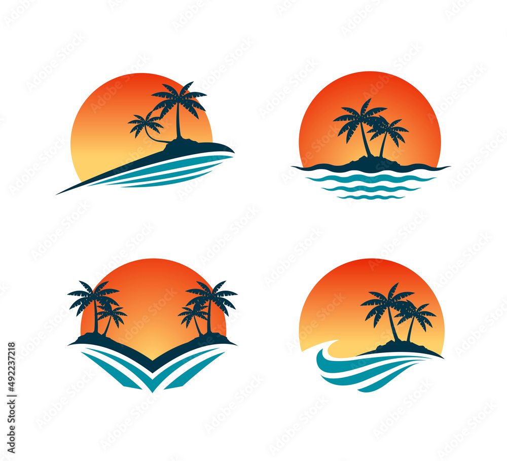 Obraz premium beach logo set
