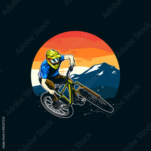 downhill mtb artwork for t shirt design