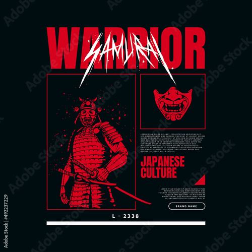 samurai illustration with street wear design