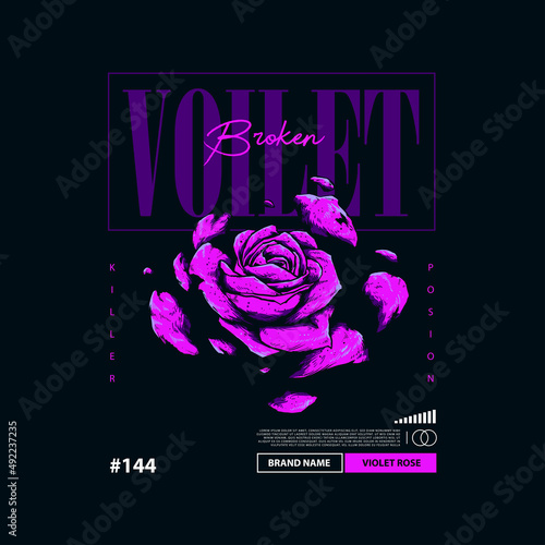 violet rose illustration with street wear design