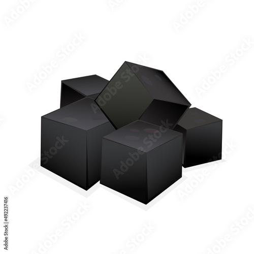 Grass jelly isolated on white background. Vector illustration of sweet dessert concept