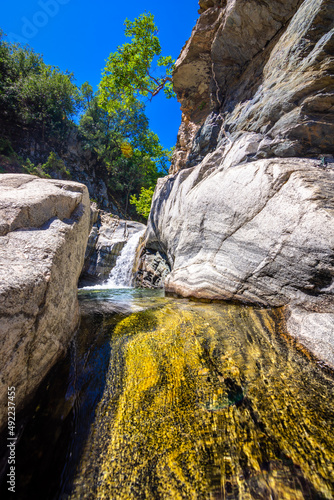 Vathres are small water natural pools with waterfalls along the mountain of Saos on Samothraki island, Greece. photo