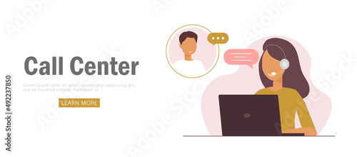 Call center or technical support web banner or landing page.