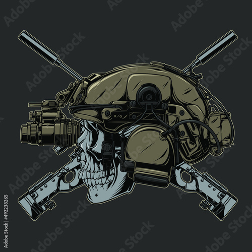 skull soldier and awm guns cross