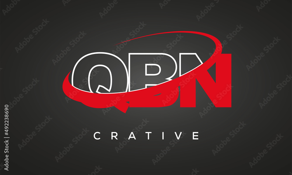 QBN creative letters logo with 360 symbol vector art template design