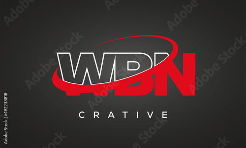 WBN creative letters logo with 360 symbol vector art template design