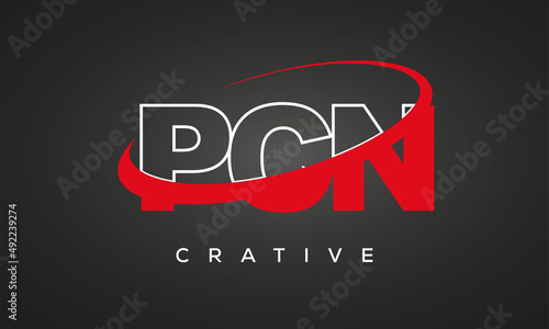 PCN creative letters logo with 360 symbol vector art template design