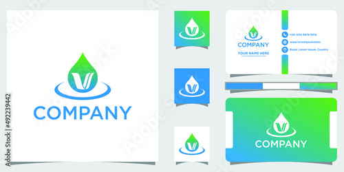 V drop Logo have a luxury, unique, simple and clever style. Logo design and business card. 