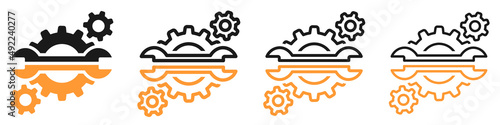 Set of repair service icons. Gear and wrench, service, industry, logotype. ?ar service, repair, engineering signs. Vector.
