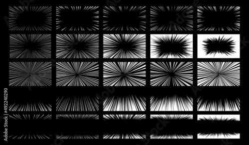 白色の集中線のベクターイラストの素材セット