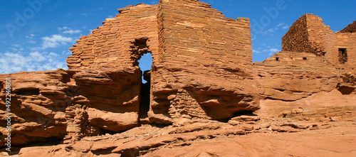 Canvas Print A Southwest Pueblo Native American Dwelling made of Adobe Red Sandstone