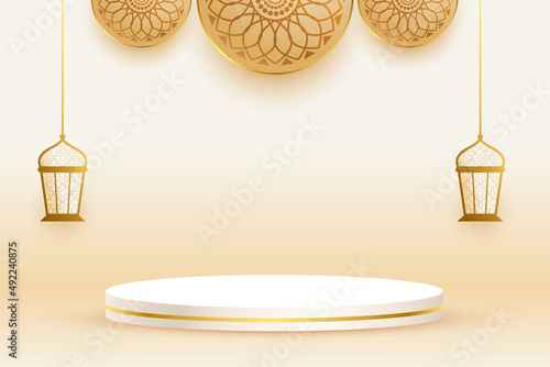 podium platform islamic eid background