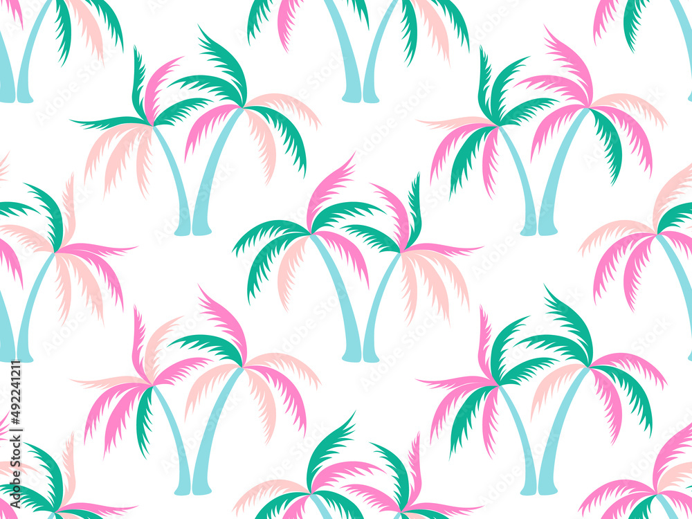 Obraz premium Palm tree minimal seamless pattern vector design.