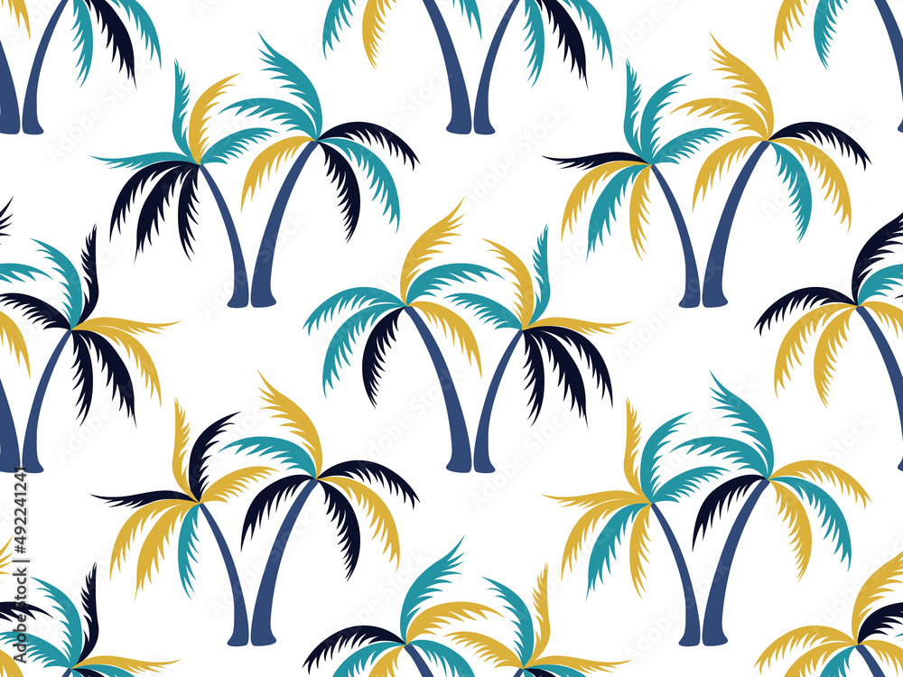 Palm tree minimal seamless pattern vector design.