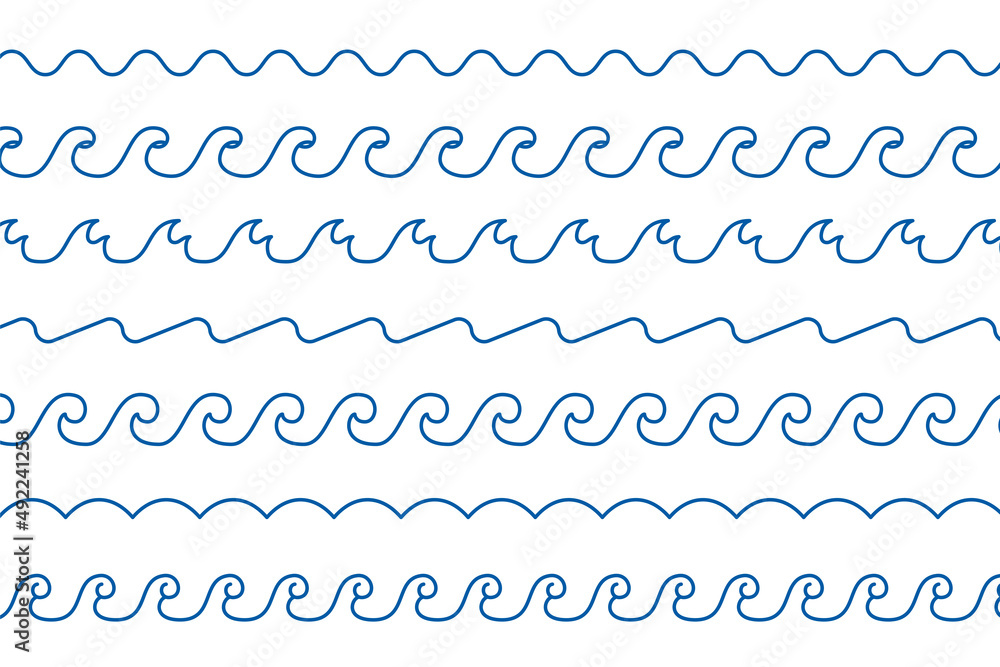 line style sea waves pattern borders