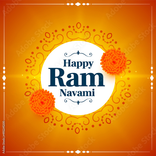 ram navami blessing wishes greeting in orange color