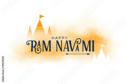 lord ram navami festival wishes blessing card with temples