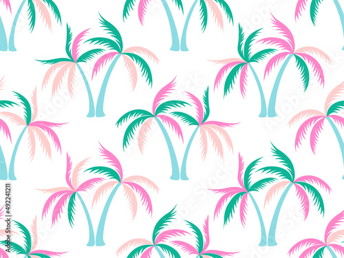 Palm tree minimal seamless pattern vector design.