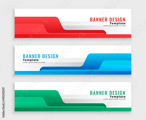 stylish modern web banners set in three colors