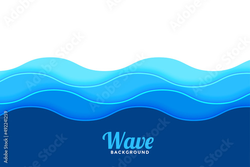 sea waves blue papercut style background