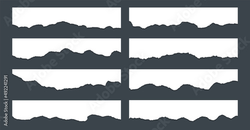 Torn edges of paper, craft design elements vector collection. Ripped edges paper borders