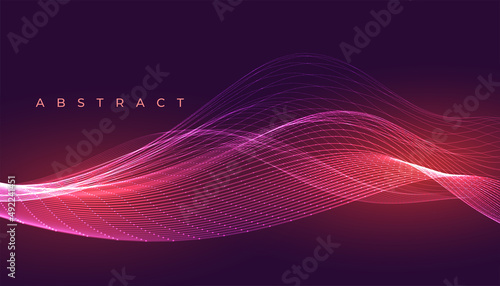 abstract glowing wave lines red banner